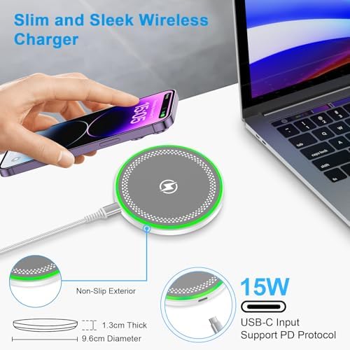 Samsung Galaxy S25 Ultra 15 W Wireless Fast Charging Pad – Sleek Universal Charger for Samsung Galaxy S25/S24/S23/S22/S21/S20/Z Flip 6/5 & Google Pixel 9 Pro XL/8 a – Efficient, Stylish, and Overheat Protection for Quick Power-Up