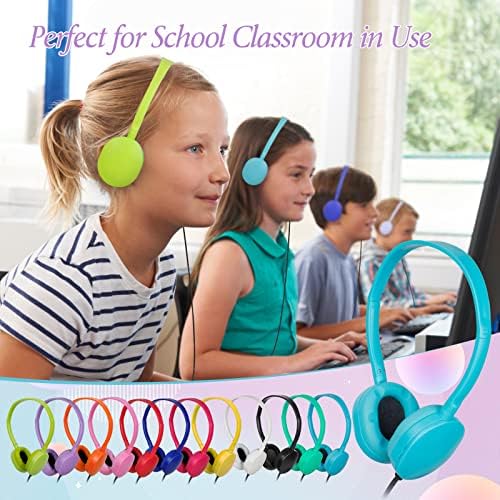 Bulk 24-Pack Kids Classroom Headphones – Durable Wired Earphones with Adjustable Headband for Enhanced Learning Environments (Black) – Ideal for Group Activities and Student Engagement