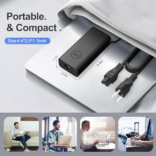 Ultra-Compact 65 W USB-C Laptop Charger for DELL Latitude & Inspiron – Fast Charging for Models 5420, 5520, 7420, 7430, XPS 13, and Chromebook 3100 – Enhanced Portability & Safety Features for On-the-Go Professionals