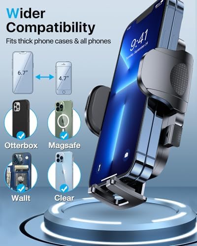 Military-Grade Universal Car Phone Holder – Enhanced 2025 Suction & Clip Technology for i Phone 16 Pro Max, 15 & Samsung – Adjustable Dashboard, Windshield, Air Vent Mount for Optimal Viewing & Safety – Durable Black Design for Secure Smartphone Access