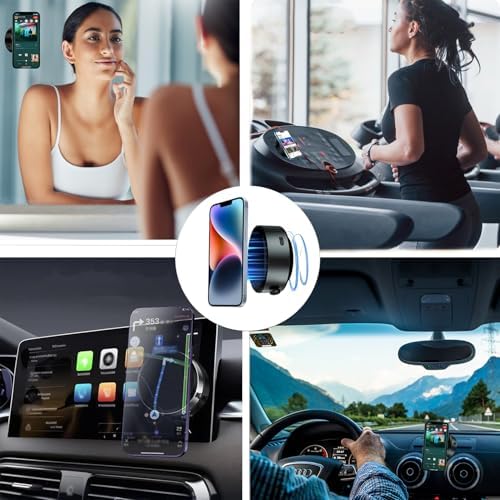 Revolutionary 360° Rotation Electric Magnetic Suction Cup Holder – Ultimate Phone Mount for Cars, Kitchens, Gyms & Bathrooms – Strong Adhesion for All Smooth Surfaces – Enhanced Compatibility & Effortless Access with One-Touch Release – Perfect for Navigating, Cooking, and Exercising