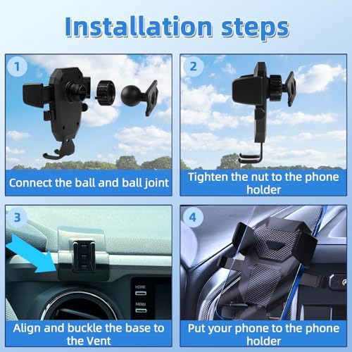 Upgrade Your Toyota Tundra or Sequoia Driving Experience with the 360° Rotating Mag Safe Phone Holder – Premium Dashboard Mount Designed for 2020-2025 Models, Ensures Safety, Accessibility, and Sleek Aesthetics Without Air Vent Obstruction