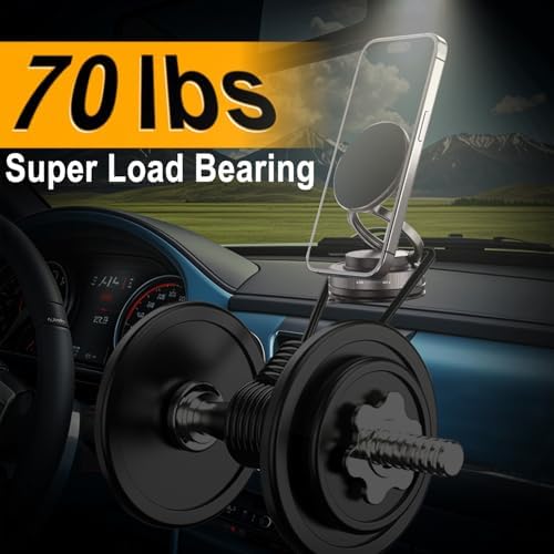 Vacuum Magnetic Phone Holder Stand for Car, Dual 360° Adjustable Suction Cup Phone Mount, Strong Magnetic Suction Phone Holder for Dashboard/Windshield, Compatible with iPhone & Android – Enhanced Compatibility and Speed