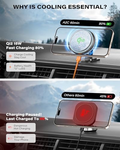 Revolutionize Your Drive with the APPS2 Qi2 15 W Mag Safe Car Mount Charger – A Premium Magnetic Phone Holder for i Phone 16 Series and Earlier, Fast Wireless Charging for Enhanced Safety & Convenience, Versatile Air Vent/Dashboard Installation, Elegant Black Design