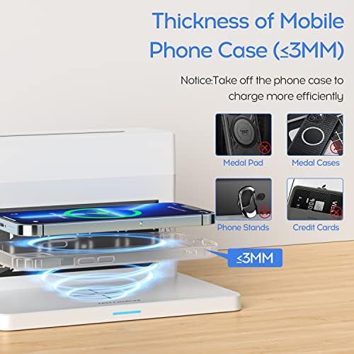 Revolutionize Your Charging Routine: 6-in-1 Wireless Charging Station with 65 W USB-C Fast Charger and Magnetic Touch Night Light – Perfect for i Phone 15/14/13/12/11/XS, Samsung Galaxy, Air Pods & Apple Watch – Streamlined Design with Integrated Alarm Clock for Modern Living