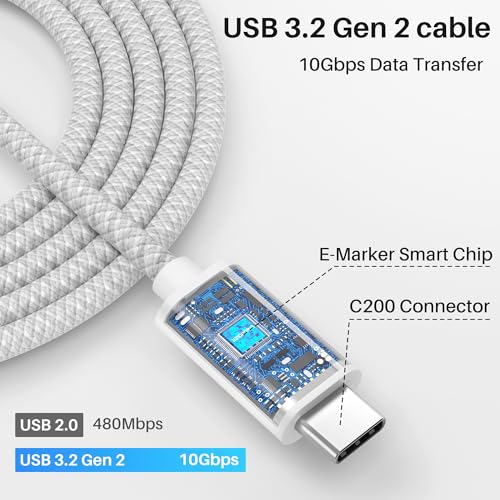 Compact 6-Inch USB A to USB C 3.1 Cable – 2-Pack for High-Speed 10 Gbps Data Transfer & Fast Charging | Perfectly Compatible with i Phone 15, Mac Book Pro, i Pad Pro, Samsung Galaxy S24, and Google Pixel | Ideal for Travel & Clutter-Free Connectivity | Durable Design for Everyday Use