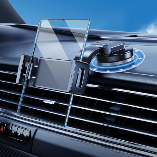 Revolutionize Your Roadtime with the 360° Rotatable Car Phone & Tablet Mount – Universal Holder for Samsung Galaxy Z Fold, i Pad Mini, Pro & Pixel Fold – Secure Dashboard Cradle for 4-12.9″ Devices, Enhanced Stability & Effortless Installation for Safe Navigation and Streaming on the Go