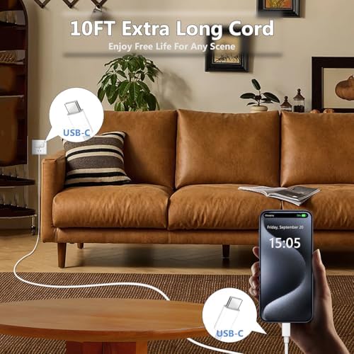 20 W USB-C Fast Charger with 10 FT Cable for Ultimate Device Compatibility – Efficient Charging Solution for Air Pods Pro 2, Air Pods Max 2, and i Phone 15/16 – High-Performance Wall Adapter for Unmatched Flexibility and Rapid Power Delivery