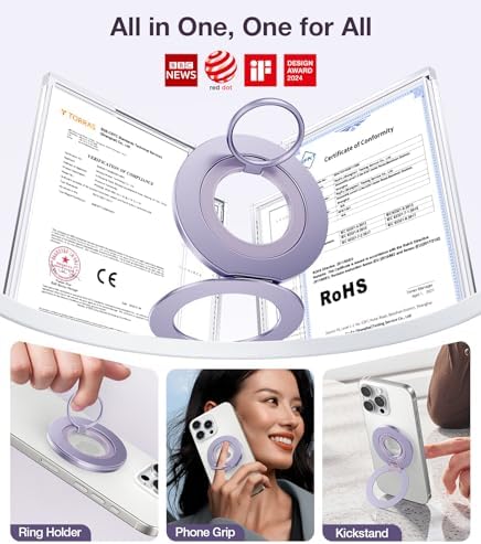 Elevate Your Mobile Experience with TORRAS 2025 Upgrade Dual-Ring Mag Safe Phone Grip Holder in Desert Titanium Gold – Ultimate Compatibility for i Phone 16/15/14/13/12/11, Samsung & Google Devices, Innovative Magnetic Kickstand for Effortless Hands-Free Viewing and Enhanced Stability