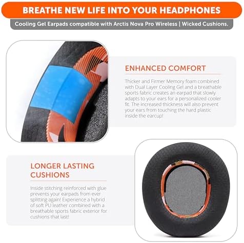 Experience Ultimate Comfort with WC Freeze Nova Pro Wireless Cooling Gel Earpads for Arctis Nova Pro – Exclusive 90’s Black Design, Enhanced Durability & Sound Isolation, Tailored Fit for Gamers Seeking Maximum Performance and Prolonged Play Sessions