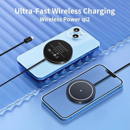Powerful Magnetic Wireless Charger for i Phone 12-16 Series & Air Pods – 15 W Fast Charging Pad with USB-C Port – Ultimate Compatibility & Stability for Efficient Charging – Compact Design for Travel & Office Use – Qi2 Protocol Enabled for Rapid Performance & Durability