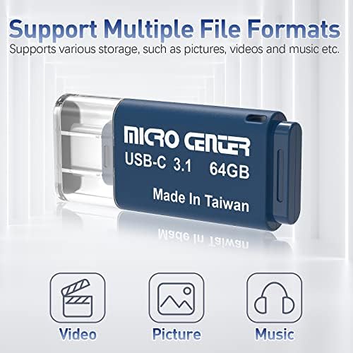 Ultra-Fast INLAND 64 GB Type-C & USB 3.0 Dual Interface Flash Drive – Perfect for Seamless Data Transfer & Portable Storage, 2-Pack Mini Memory Sticks for Effortless File Management