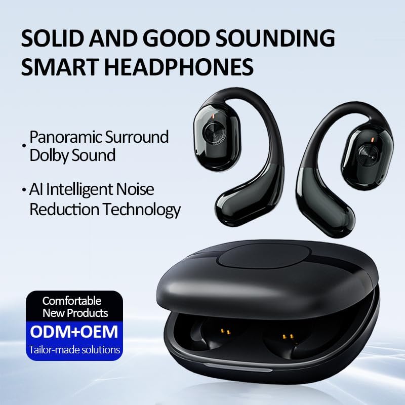 Revolutionary Open Ear Bluetooth 5.3 Headphones with Smart Battery Display – Uninterrupted 30-Hour Playtime, IP4 Waterproof for Ultimate Active Performance, Ideal for Cycling, Running, and Fitness – Experience Unmatched Comfort and Awareness in Black