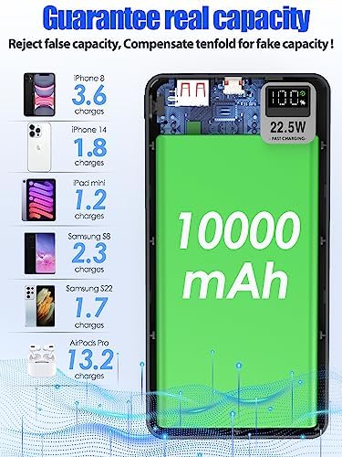 Ultra-Fast 10,000 m Ah Portable Charger – Compact USB-C Power Bank for i Phone & Android – Essential Travel Battery Pack for On-the-Go Charging – Lightweight & Durable Design for Busy Lifestyles