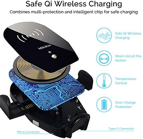 Premium Fast Wireless Car Charger Mount – 10 W Auto-Clamping Phone Holder for i Phone 16/15/14/13/12/11 Pro Max & Samsung Galaxy S24/S23/S22/S21+ – Effortless Installation with Superior Compatibility for Enhanced Navigation and Driving Safety