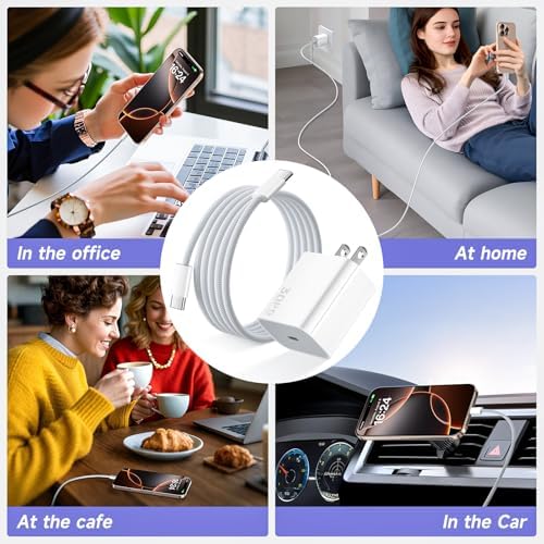 30 W USB-C Fast Charging Wall Charger Duo – Optimized for i Phone 16 Series, i Pad Pro, Samsung S25 & Google Pixel 9 with 6 FT USB-C Cable – Superior Compatibility and Safety Features for Efficient Power Delivery and Enhanced Portability