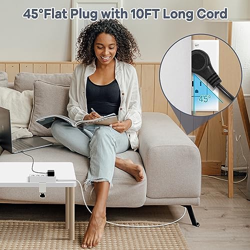 Revolutionize Your Workspace with the Ultimate Desk Clamp Power Strip USB C – Multi-Plug Charging Station Featuring 4 Outlets and 4 USB Ports, Including Rapid USB-C for Efficient Device Charging – Compact Surge Protector for Phones, Tablets, and Computers – Enhance Productivity and Declutter Your Desktop