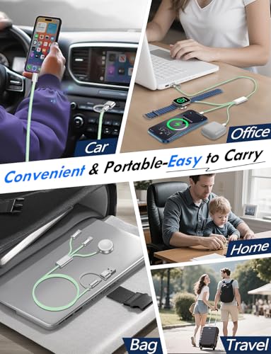 Ultimate 2-Pack Fast Charging Cable Set: Versatile USB A/Type C/Lightning Cables for Quick Charging of Apple Watch & i Phone, 4 FT Length for Seamless Travel Compatibility with i Phone 11-16, i Pad, Apple Watch Ultra & SE, Durable Multi-Device Solution for Enhanced Power Efficiency and Convenience