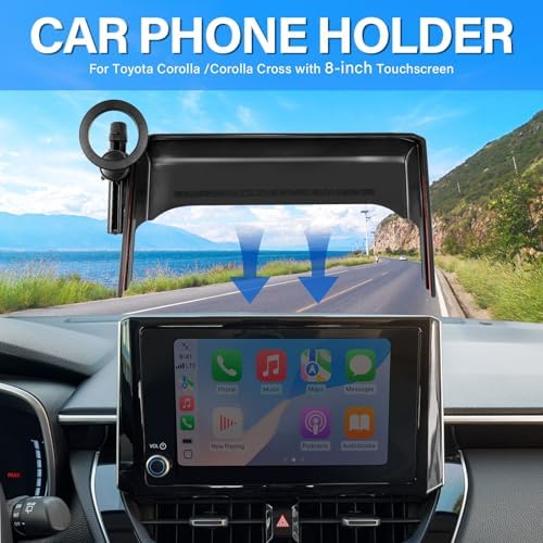 Custom-Fit 360-Degree Rotation Car Phone Holder for Toyota Corolla 2019-2025 & Corolla Cross 2022-2025 – Hands-Free Cell Phone Cradle with 8-Inch Screen Compatibility – Elevate Driving Safety and Convenience with Sturdy, Easy-Install Mount