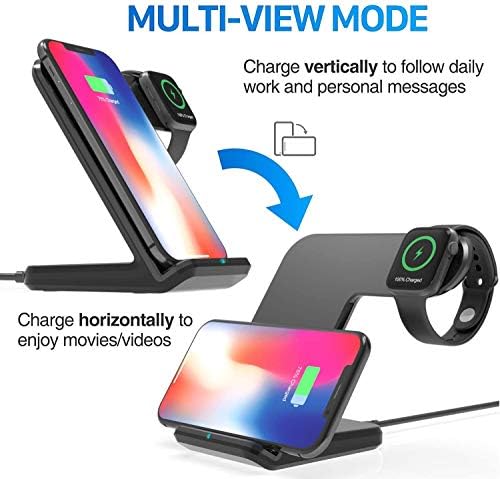 Revolutionize Your Charging Routine with the 2-in-1 Wireless Charging Dock for i Phone and Apple Watch – Fast Qi Charger Offering 7.5 W Power for i Phone 11/11 Pro Max/XR/XS/8 & Galaxy Note 10/S10/S9 – Elegant Space-Saving Design Perfect for Home & Office Empowerment