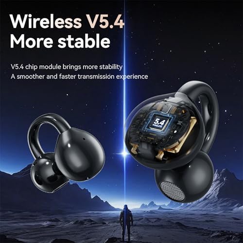 Revolutionary Open Ear Wireless Headphones with LED Touch Controls – Bluetooth 5.4 Sports Earbuds for Active Lifestyles, Waterproof, and Comfortable Fit for i OS, Android, Tablets, and Laptops (Vibrant Purple) – Elevate Your Workout Experience with Unmatched Sound Quality and Situational Awareness