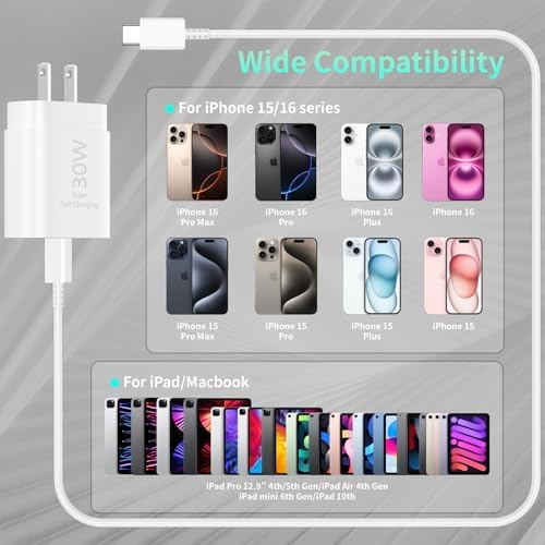 Revolutionize Your Charging Routine with the 30 W Dual USB-C Charger Set for i Phone 16 & 15 Pro Max – Ultra-Fast Charging Blocks and 10 FT Cables Tailored for On-the-Go Power Needs – Compact, Safe, and Reliable Solution for Busy i Phone Users – Stay Connected Without Delay