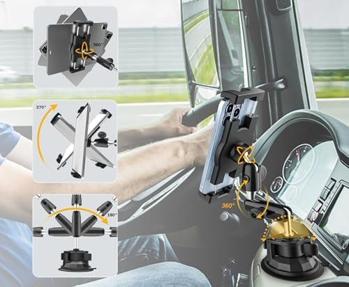 Heavy-Duty Suction Tablet Mount for Cars – Universal Dashboard Holder with Strong Suction for i Pad Pro, Galaxy Tab & More – Adjustable Arm for Optimal Viewing & Secure Fit – Perfect for Safe Navigation & Hands-Free Use