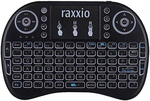 RAXXIO i8 Mini Wireless Keyboard with Touchpad – Portable 2.4 GHz LED-Backlit Handheld Keyboard for Effortless Control of Smart TVs, PCs, and Gaming Consoles – Rechargeable Battery for Ultimate Convenience and Compatibility with Android, Linux, Raspberry Pi, and More