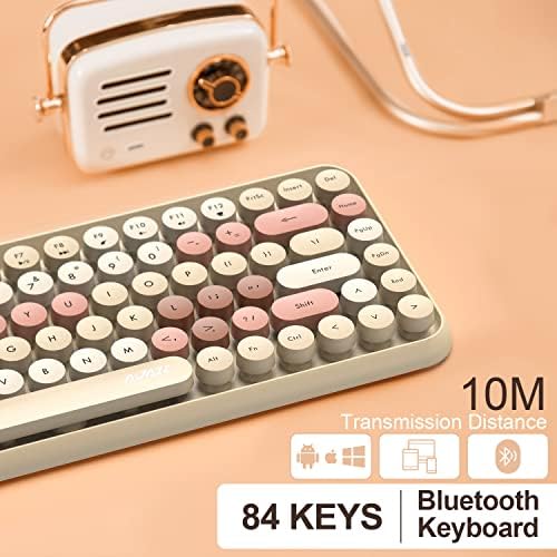 FELICON Retro Mini Wireless Bluetooth Keyboard – Portable 84-Key Typewriter Design for Android, i Pad, Windows & PC – Perfect Companion for Home & Office with Enhanced Compatibility and Rechargeable Battery