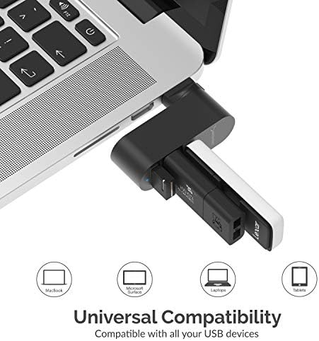 SABRENT Ultra-Compact 3-Port Aluminum USB 3.0 Hub with 90°/180° Rotatable Design – High-Speed Data Transfer & Ultimate Versatility for Effortless Connectivity on the Go