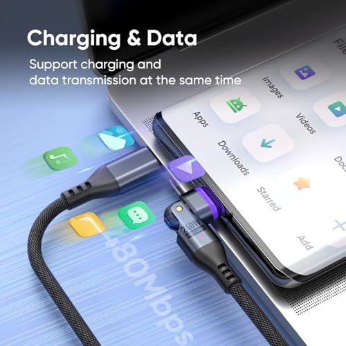 240W Magnetic Charging Cable ，180°Rotating USBC to USB C Magnetic Data Cable ，Micro USB Magnetic Phone Fast Charger Cable Data Transfer for Laptop/Tablet/Smart Phone (6ft) – Enhanced Compatibility and Speed