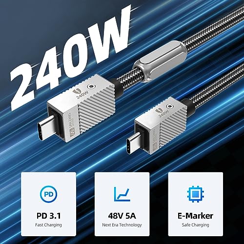 SAN ZANG MASTER 240 W USB C to C Charging Cable – High-Speed 1.6 FT Type C Charger for Mac Book Pro/Air, i Pad Pro, and Samsung S23/22/21/20 – Durable & Efficient Power Delivery for Ultimate Device Compatibility