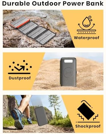 Ultimate FEELLE Solar Power Bank – 27,000 m Ah High-Capacity Wireless Charger with 4 Efficient Solar Panels, 22.5 W Fast Charging, Dual USB-C Ports, Ideal for Outdoor Adventures and All Smartphones – Stay Connected Anywhere