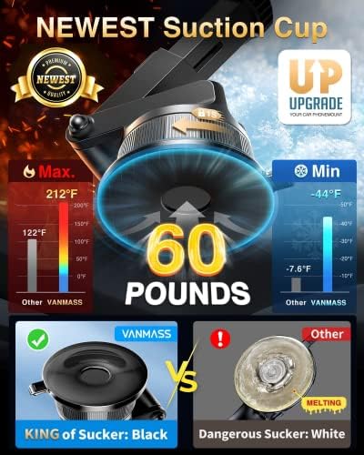 VANMASS 2024 Enhanced Universal Phone Holder – Super Suction Cup Mount for Car Dashboard, Window & Vent – Securely Fits i Phone 15 Pro Max, 14, 13 & More – Hands-Free Vehicle Cradle with 360-Degree Rotation – Sleek Blue Design for Ultimate Convenience and Safety