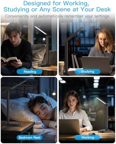 Transform Your Workspace with the One Beat Multifunctional Desk Lamp: 6 AC Outlets & 4 USB Ports (Including 2 USB-C) for Effortless Charging, 4 Color Modes & 5 Brightness Levels for Eye-Caring Illumination – Perfect for Home Office, College Dorm, and Essential Room Decor (White)