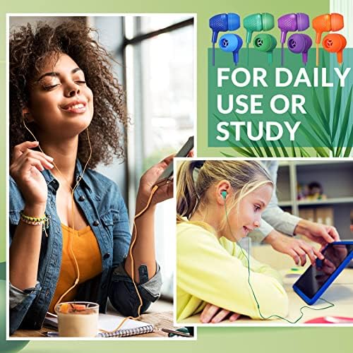 Macarrie 200 Pack Wired Earbuds – Vibrant Classroom & Office Headphones with 3.5 mm Compatibility – Individually Bagged for Hygiene & Seamless Distribution – Lightweight & Durable Design for All-Day Comfort – Ideal for Lectures, Music Listening, and Conference Calls