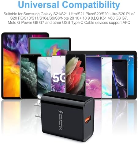 Rapid Charge USB Wall Charger – Quick Charge 3.0 Compact Power Block for i Phone & Samsung Galaxy – High-Speed Charging for Android Devices – Travel-Friendly Design with Safety Features – Universal Compatibility for LG, Moto & More