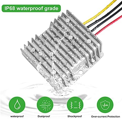 High-Efficiency 30 A Waterproof DC 24 V to 12 V Power Converter – 360 W Buck Supply for Golf Carts & Club Cars with Superior Compatibility and Streamlined Performance Solutions