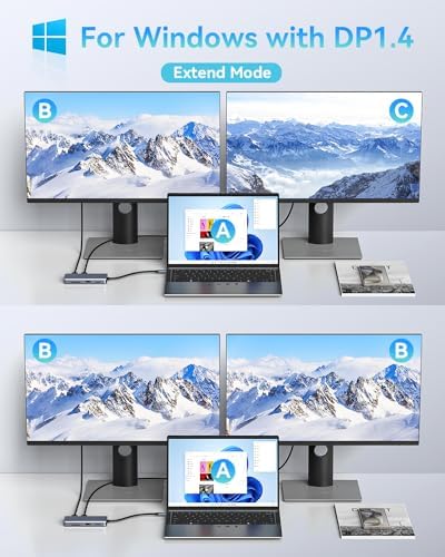 Revolutionize Your Workspace with the Ultimate 13-in-1 USB C Docking Station – Dual Monitor Multiport Adapter for Seamless Triple Display, Featuring 2 HDMI, Display Port, 8 USB Ports, Gigabit Ethernet, and Audio Output – Perfect for Mac Book, Dell, HP, Lenovo Think Pad, and Surface – Unmatched Performance and Connectivity for Enhanced Productivity