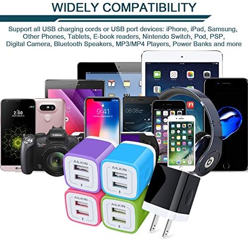 5-Pack Dual Port USB Wall Charger – Fast Charging Power Adapter Cube for i Phone 16, Samsung Galaxy, and More – Compact Travel Brick with Safety Features for Quick Device Charging and Enhanced Compatibility – Ideal for Home and On-the-Go Use