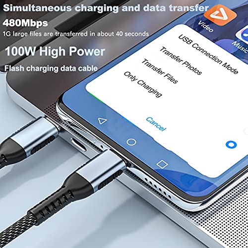 Ultimate 100 W Type-C Fast Charging Cable – 2 m Durable Braided USB C Line for Rapid Power Delivery & High-Speed Data Transfer | Adaptive Compatibility for Laptops, Smartphones & Tablets | Long-Lasting Performance & Flexibility
