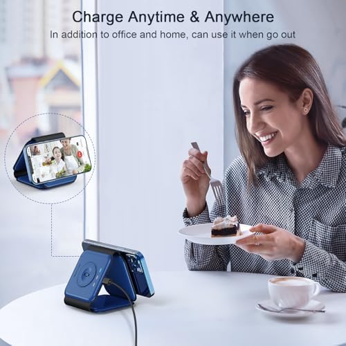 RTOPS 3-in-1 Magnetic Wireless Charging Station for i Phone, Apple Watch, and Air Pods – Compact Ga N Travel Charger with Enhanced Speed and Compatibility for i Phone 16/15/14/13/Pro/Max, Air Pods 4/3/2/Pro – All-in-One Solution for Ultimate Convenience and Efficiency