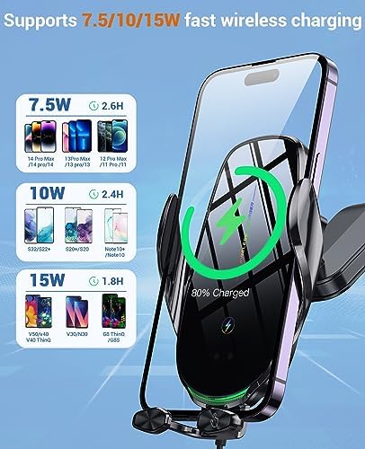 Portable 15 W Fast Wireless Car Charger with Auto-Clamping Technology for Seamless i Phone & Samsung Compatibility – Effortless Charging On-the-Go, Enhanced Safety & Stability for Modern Drivers
