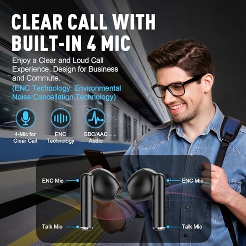 ZIPFORCE Bluetooth 5.3 True Wireless Earbuds with ENC Microphones – IPX6 Waterproof, Lightweight Design, 40-Hour Playtime, Touch Control Headphones for Seamless Audio Experience and Crystal-Clear Calls