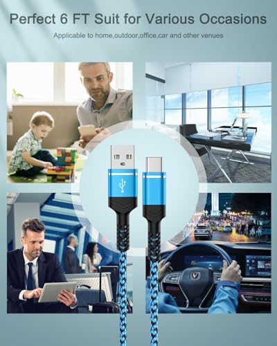 [6FT 5-Pack]USB A to USB C Cable, 60W USB Type C Fast Charging Cord, USB C Cable Compatible with iPhone 16e/16Pro/15/15Pro, Galaxy S24 Ultra, S24+, S23, Z Fold6, Google Pixel 9 Pro XL/9 Pro/9, Switch – Enhanced Compatibility and Speed