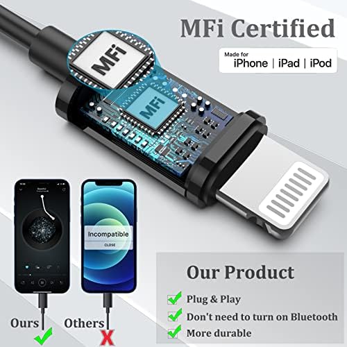 Guguearth Lightning Earbuds: Premium MFi Certified In-Ear Headphones for i Phone with Magnetic Design and Built-in Mic – Superior Sound Quality for i Phone 14, 13, 12, 11 Pro Max, XR, 8, 7 (Black) – Experience Tangle-Free Convenience and Ergonomic Comfort