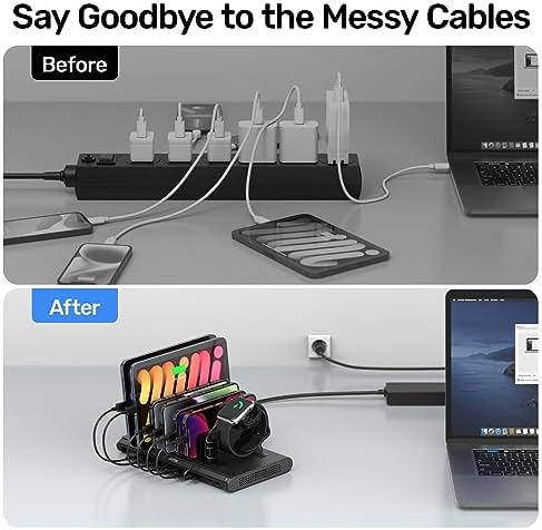 Unitek Quick Charge 3.0 Multi USB Charging Station – 10-Port Fast Charger for i Phone, i Pad, Tablets, and Kindles – UL Certified Safety with Sleek Black Design for Home and Office Use – Enhance Device Lifespan and Efficiency