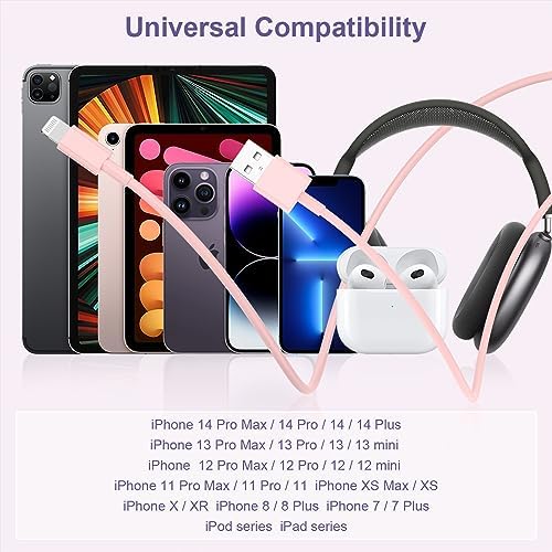 10 ft Apple MFi Certified Lightning to USB Cable – 2 Pack Long Durable i Phone Charger for Fast Charging – Compatible with i Phone 14/13/12/11/Pro/Max/X/XS/XR – Enhanced Flexibility and Performance for Home or Travel