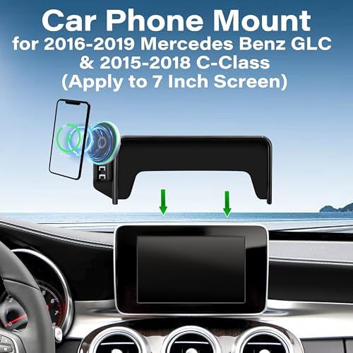 Car Phone Holder for 2020-2022 Mercedes Benz GLC / 2019-2021 C-Class Accessories Apply to 10.25 Inch Touch Screen 15W Fast Wireless Charger Screen Fixed Clip Cell Phone Mount – Enhanced Compatibility and Speed