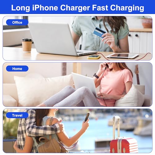 Revolutionize Your Charging Routine with the 26 FT Extra Long i Phone 13 USB-C to Lightning Cable – MFi Certified for Fast Power Delivery, Ideal for i Phone 13 Pro, 12 Pro Max, 11, and More – Durable Nylon Braided Design for Tangle-Free Convenience and Enhanced Compatibility